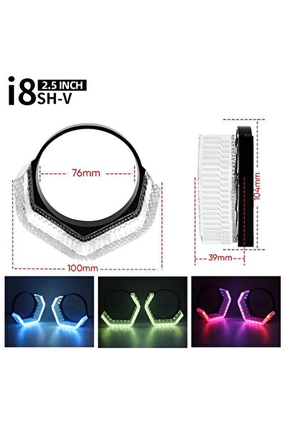 Choice9 2 in 1 APP i8-V-2.5inch 2PCS 5D RGB Angel Eyes Halo Rings Lights with...