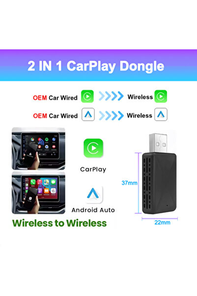 Choice بأسلاك 2 في 1 من CarPlay إلى Android Auto السلكي واللاسلكي، متوافق مع ...