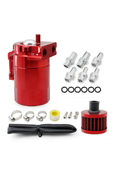 Choice4 Red Universal Baffled Aluminum Oil Trap Reservoir Fuel Catch Tank Wit...