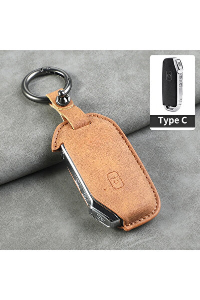 Choice غطاء حماية لمفتاح السيارة من جلد الأصفر C1 5 Butt لسيارات كيا تيلورايد...