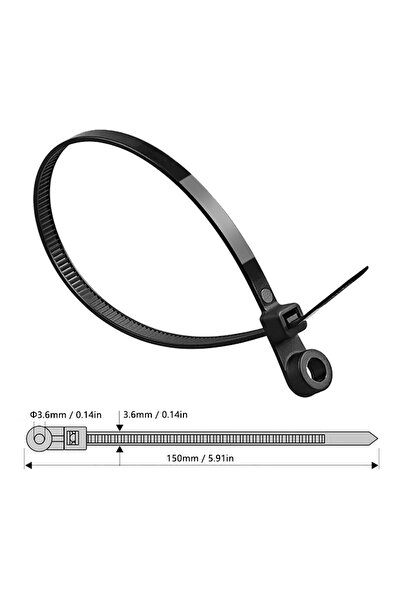 Choice1 ١٠٠ قطعة (عبوة واحدة) أربطة كابلات سوداء بفتحة لولبية، مقاس ٤×١٥٠ مم،...