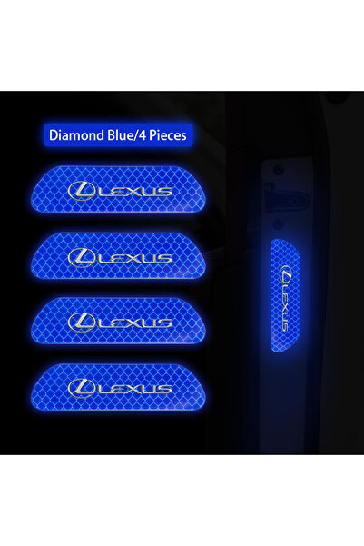 Choice4 4 قطع زرقاء من ملصقات عاكسة لأبواب السيارة، علامات تحذيرية للسلامة لس...