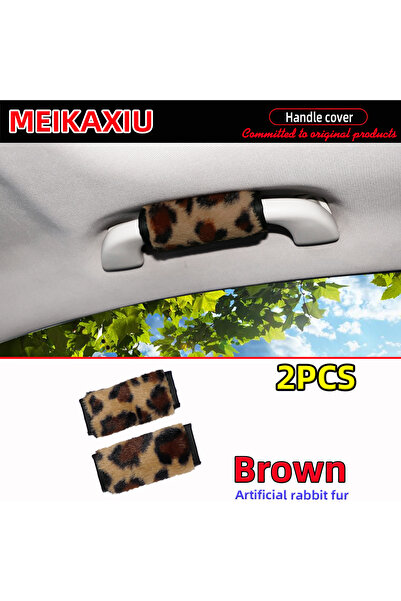 Choice3 Brown Leopard Print Plush Car Handle Cover Warm Winter Grip Protector...