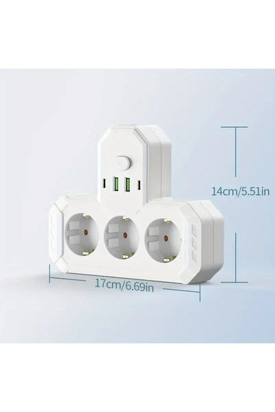 Choice white EU Plug Power Wall Sket Adapter Strip with AC Outlets and USB Ty...