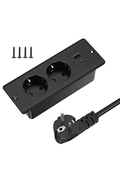 Choice 110-250V EU 2 black EU Recessed Power Outlet 1 USB-A 1 Type-C Ports Bu...