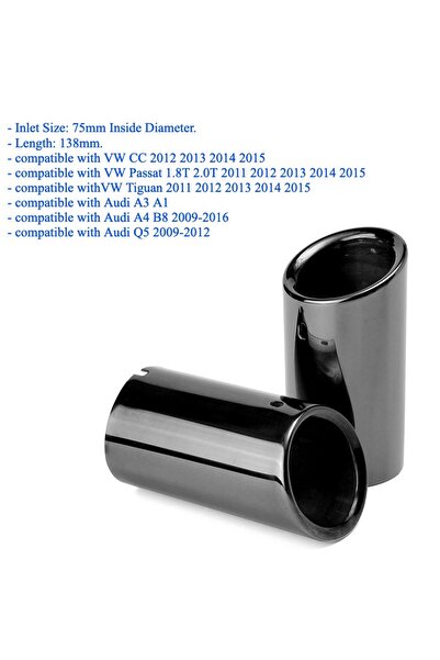 Choice5 أطراف عادم سوداء بقطر 75 مم لسيارات أودي A1، A3، A4، A5، A6L، Q3، Q5،...