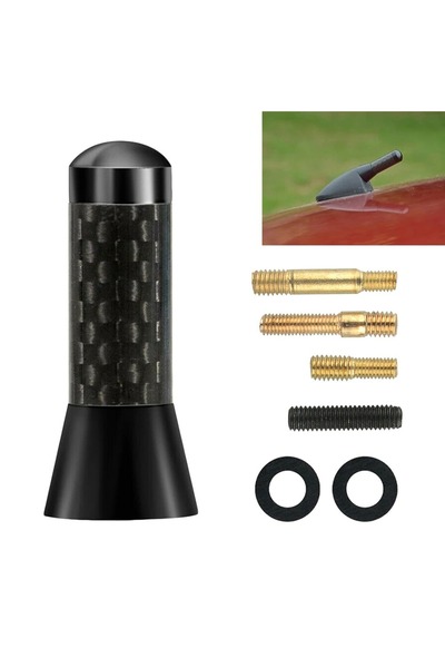 Choice Brand New Carbon Fiber Screw Metal Short Stubby Mast Antenna Car Styli...