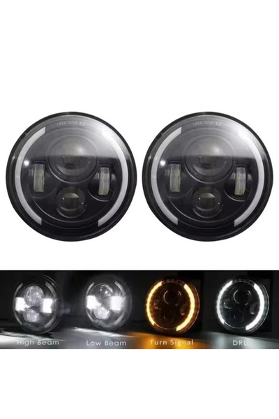 Choice 6500K 2PCS Semicircle 1/2Pcs 7 Inch Moto Car Led H4 Round Headlight Wi...