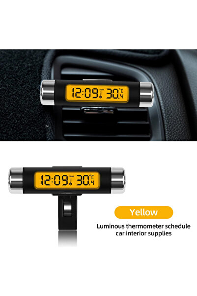 Choice1 مقياس حرارة محمول أصفر 2 في 1 للسيارة، شاشة LCD رقمية، مقياس حرارة دا...