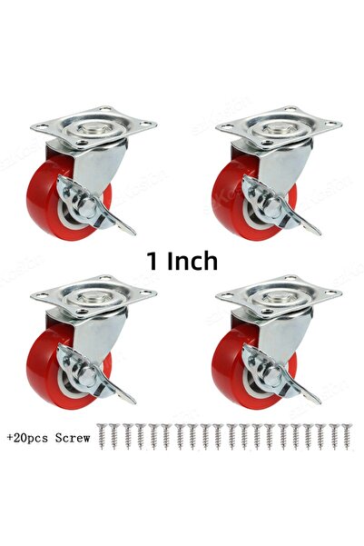 Choice1 4pcs-1 inch 4pcs 1-2 Inch Universal Swivel with Brake Casters Heavy D...