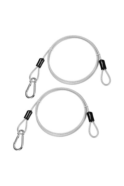 Choice3 كابل أمان فضي بطول 1 متر وقطر 2.5 مم مزود بخطافات وحلقات [قطعتان] - ك...