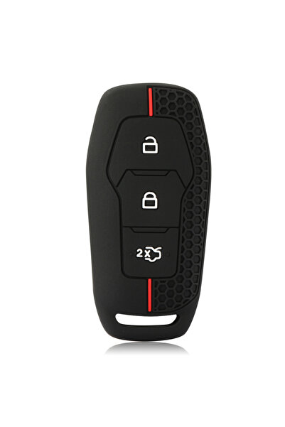 Choice Red Line 3 Button Silicone Car Remote Key Case for Ford Figo 2017 Mond...