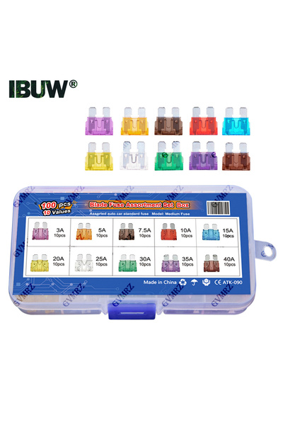 Choice4 طقم فيوزات شفرة متوسطة الحجم للسيارات (100 قطعة) - فيوزات شفرة أوتوما...