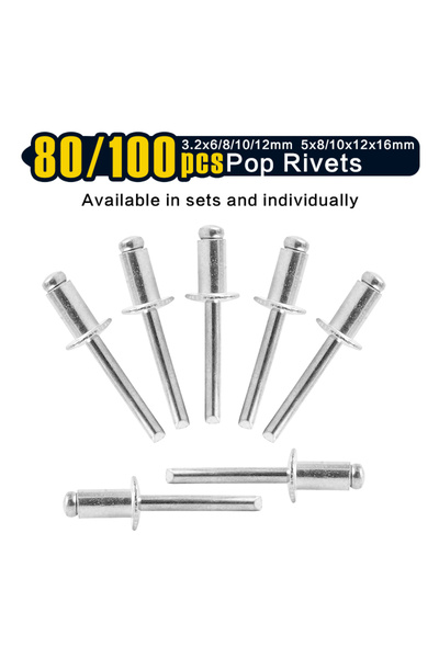 Choice7 100 قطعة - 3.2 × 8 مم، 80/100 قطعة من مسامير برشام ألومنيوم عمياء، (1...