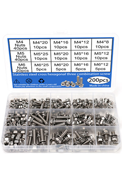 Choice 200pcs 200pcs concave hexagonal head combination bolts, stainless stee...