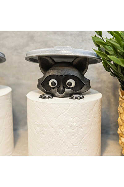 Choice gray New Adorable 3D Printed Raccoon Toilet Roll Paper Holder White Pl...