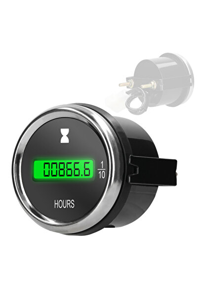 Choice عداد ساعات رقمي LED أسود فضي 52 مم، يعمل بجهد 12 فولت/24 فولت، مناسب ل...