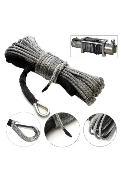 Choice حبل سحب صناعي عالي الجودة بطول 15 مترًا وقدرة تحمل 7700 رطل، مزود بغلا...