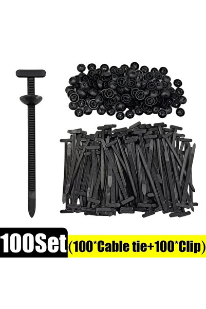 Choice5 100set- (200pcs) Car Nylon Black Cable Ties Push Mount Wire Harness F...