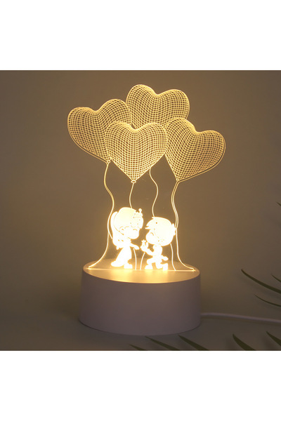 Generic هدايا عيد الحب - مصباح ليلي ثلاثي الأبعاد LED يوضع على الطاولة - (عرض...