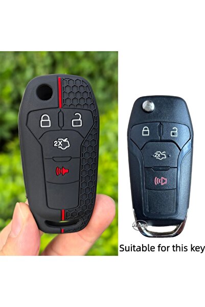 Choice Black And Red Line Silicone Car Key Case 4 Butt for Ford Fusion F150 F...
