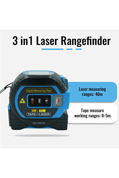 Choice3 جهاز قياس ليزري أزرق بطول 40 مترًا، جهاز قياس المباني 3 في 1، جهاز تح...