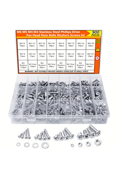 Choice M6 M5 M4 M3 304 Stainless Steel Metric Nuts Bolts Kit, Phillips Pan He...