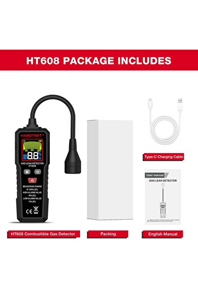 Choice جهاز كشف تسرب الغاز الطبيعي HT608 من هابوتست، مزود بجهاز إنذار صوتي وش...