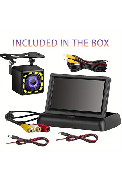 Choice black Car Reverse Camera System, 4.3 Inch Foldable Display with 12 LED...