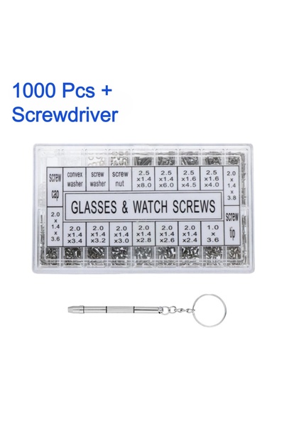 Choice1 1000 قطعة مع مفك براغي، طقم أدوات إصلاح النظارات مكون من 1000 قطعة مع...