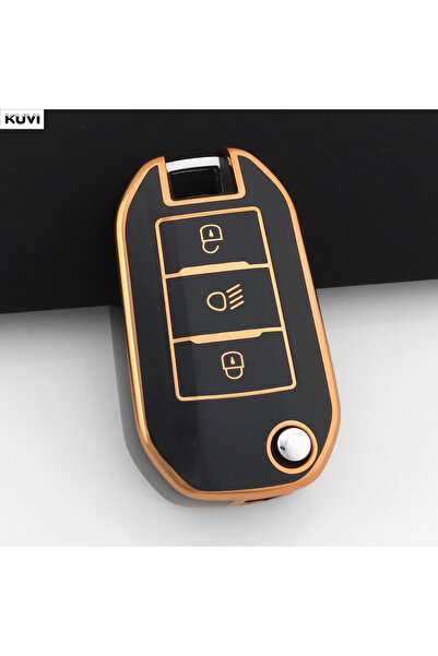 Choice6 B style Black TPU Car Flip Key Case Cover Shell For Peugeot 208 3008 ...