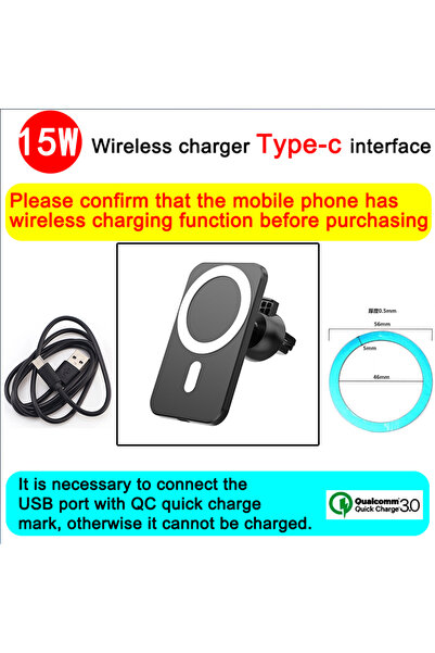 Choice black Magnetic Wireless Car Charger Air Vent Clip Phone Holder For Mag...