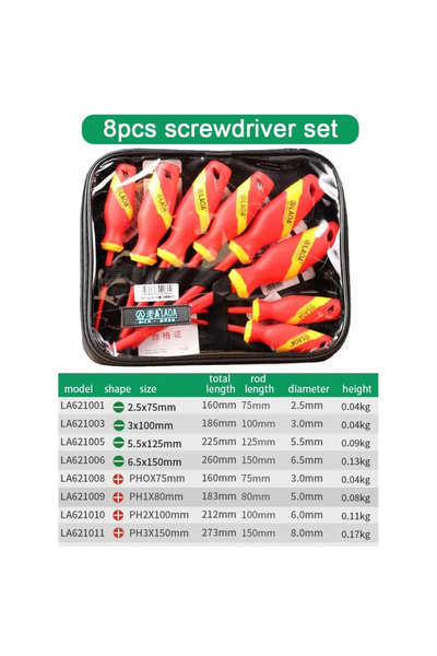 Choice LA699078 LAOA 8PCS Insulated Screwdriver Sets 1000V VDE Slotted Philli...