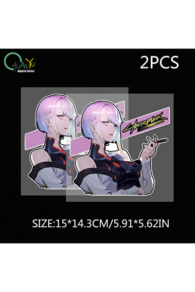 Choice1 15x14.3cm C618A2 2pcs Cyberpunk anime Edge Runner 2D car sticker, Luc...