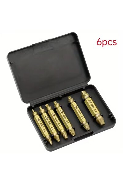 Choice1 6Pcs Gold Damaged Screw Extractor Set HSS Drill Bit Stripped Broken R...