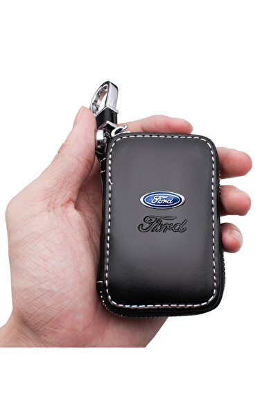Choice 1Pcs Ford Leather Car Key Case Protection Auto Key Bag Key Chain Cover...