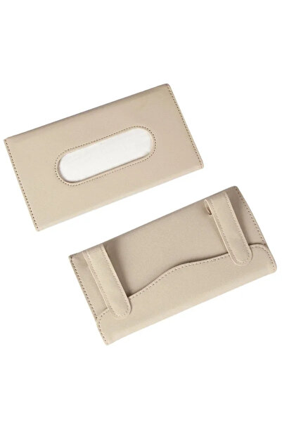 Choice1 Beige 1 New Soft Leather Car Tissue Box Car Sun Visor Type Blk Hangin...