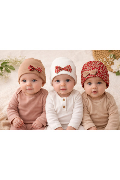 miniboncuk قبعة للفتيات الصغيرات من سلسلة ريد ليوبارد مكونة من 3 قطع
