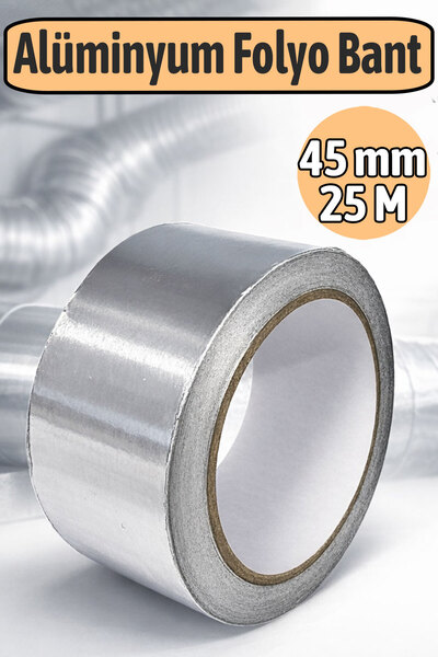 Badem10 Alüminyum Folyo Bant 45 mm x 25 Metre Isıya Dayanıklı Havalandırma Kl...