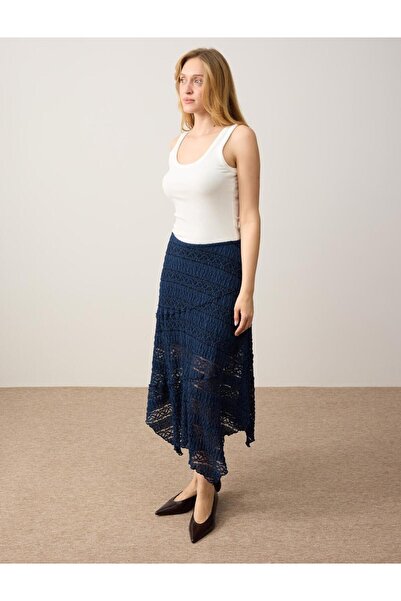 Jimmy Key Lacivert Loose Örme Etek