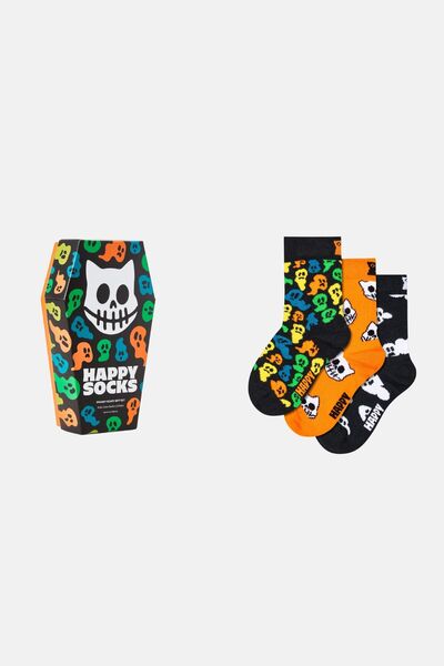 Happy Socks Children's Multicolored Ghost Patterned 3-Piece Cotton Piece Gift...