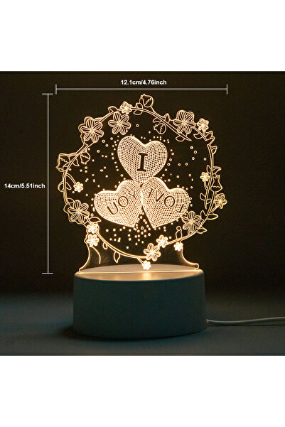 Generic Valentine Gifts 3D LED Table Top Night Light (Decorative Display -Tri...