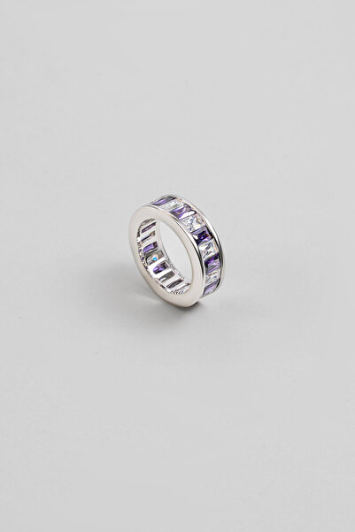 So CHIC... Gökkuşağı Baget 18 Ayar Beyaz Altın Kaplama Gümüş Yüzük