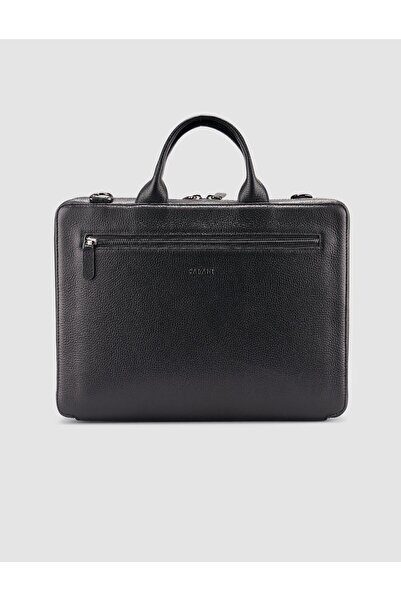 Cabani Black Floter Genuine Leather Double Compartment Document & Laptop Bag ...