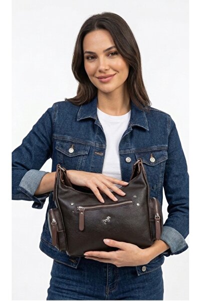 Çanta Trend Mega Polo Club of Colors Soft Faux Leather Multi-Compartment Shou...