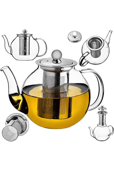 KADAX Ceainic din sticlă rezistent la căldură de 800 ml cu infuzor pentru cea...