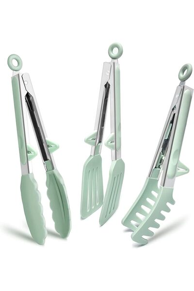 Arabest ملقط للطبخ، ملقط سيليكون صغير 9 بوصة، ملقط تقديم صغير آمن غذائيًا برؤ...