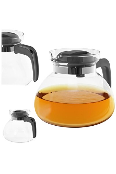 KADAX Glass Tea Coffee Jug 1.7L Heat-Resistant For Beverages With Lid Gray