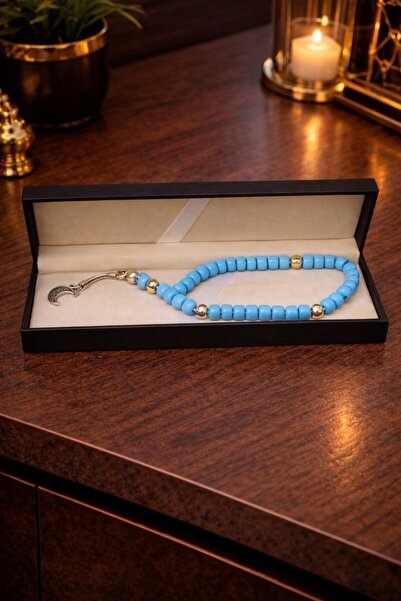 Generic Luxurious light blue rosary with an elegant box – suitable for gifts....