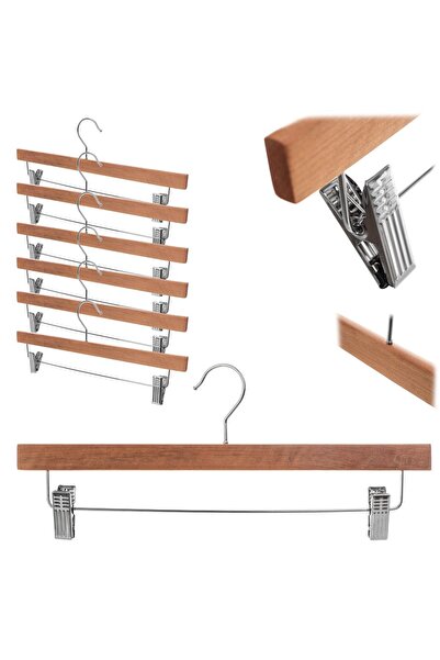 KADAX Cuier de haine din lemn cu cleme, cuiere pentru dulapuri, 6 buc.